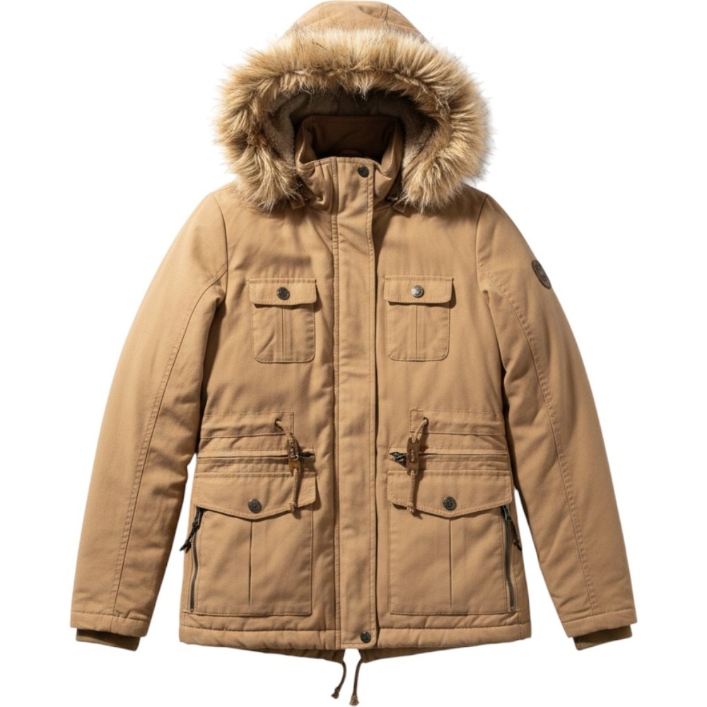 STS Ranchwear The Havily Parka Small Tan Faux Fur Hood Sherpa Lined Western Core